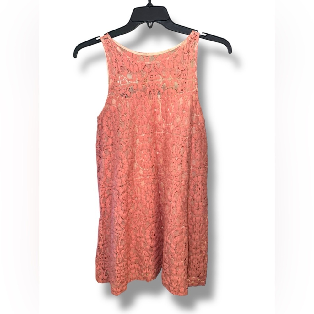 Free People Babydoll‎ Mini Dress Pink Peach Size S EUC